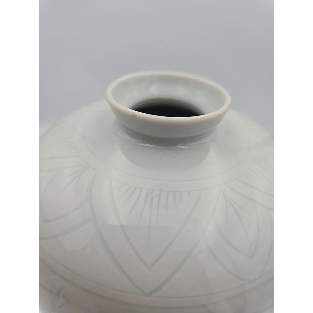 Chinese‎ Porcelain Plum Vase White Glazed Floral Ming Mark Reproduction Decor